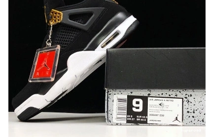 Hyperoad GOLD-WHITE AIR BLACK 4 JORDAN MENS “ROYALTY” METALLIC 0818